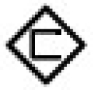 The symbol consists of a diamond shape outline in which an uppercase letter C is centred.